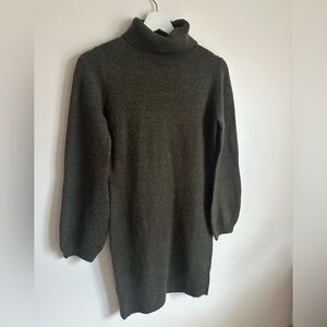 Olive Green Turtleneck Sweater Dress